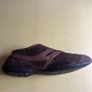 DKNY Women’s vintage looking Brown Suede striped Casual Shoes slip on sneakers